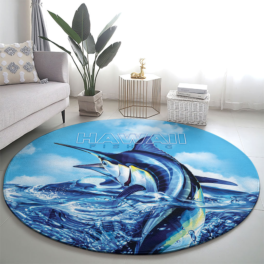 Hawaii Blue Marlin Fishing Round Carpet LT05 - Polynesian Pride