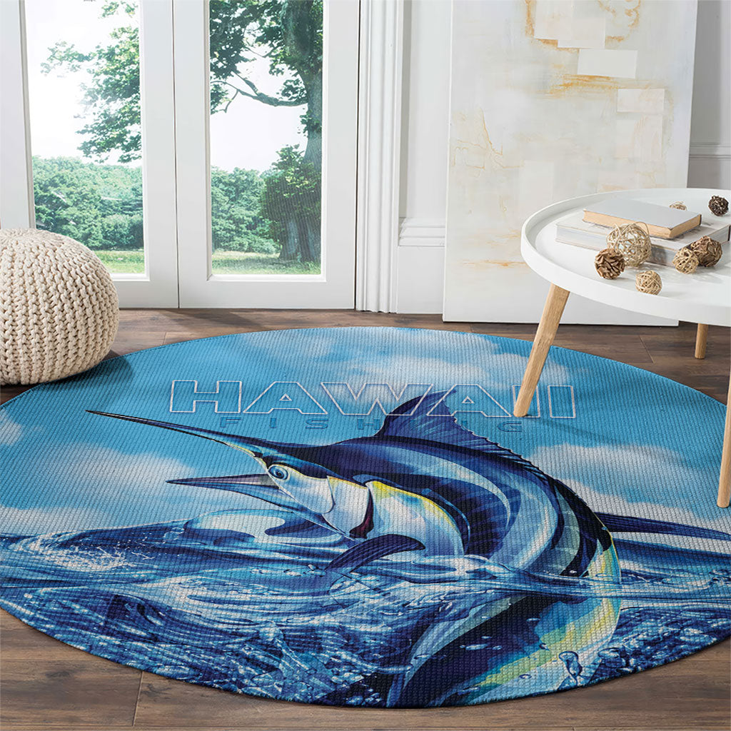 Hawaii Blue Marlin Fishing Round Carpet LT05 - Polynesian Pride