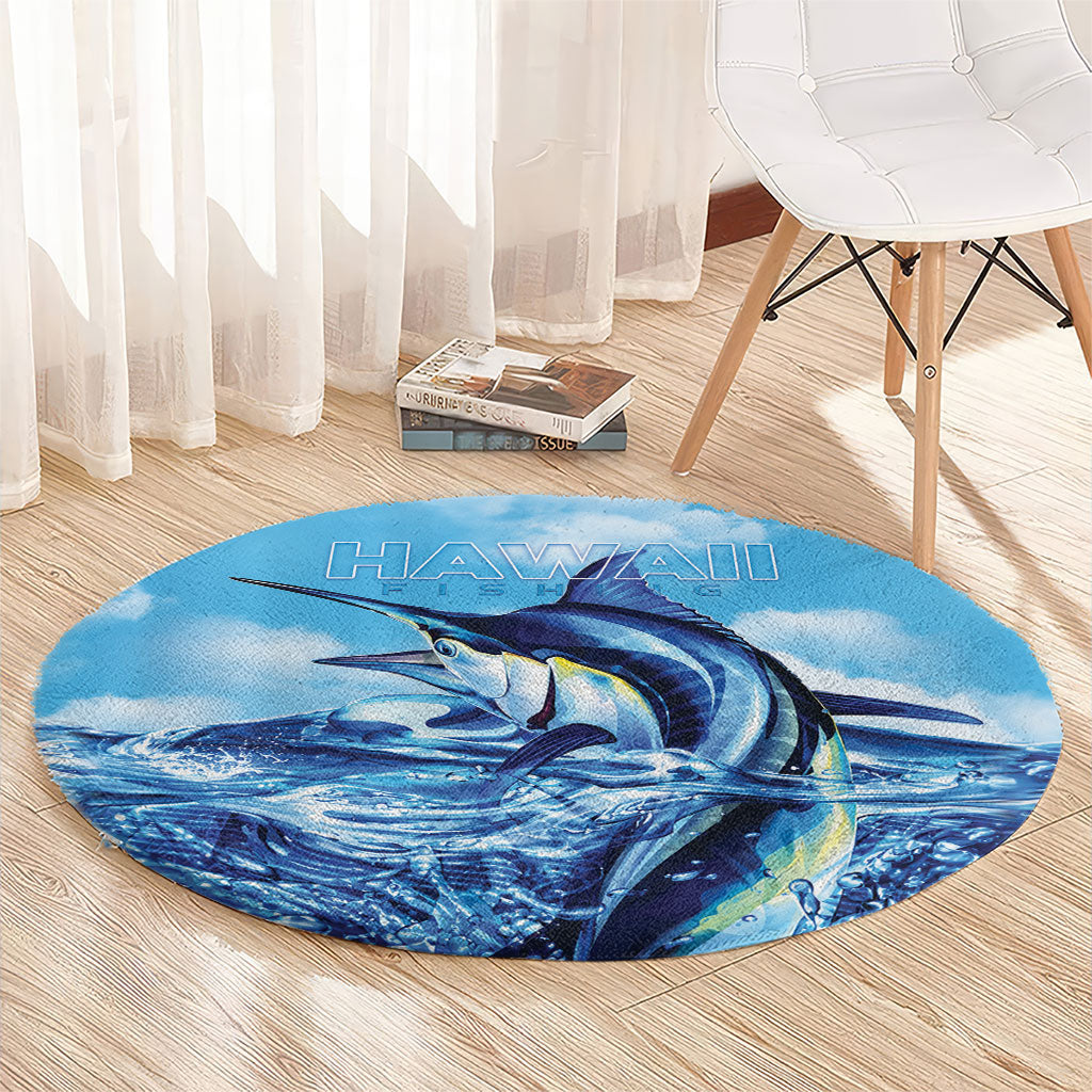 Hawaii Blue Marlin Fishing Round Carpet LT05 - Polynesian Pride