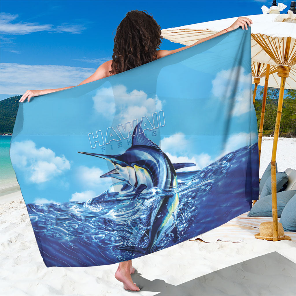 Hawaii Blue Marlin Fishing Sarong LT05 One Size 44 x 66 inches Blue - Polynesian Pride