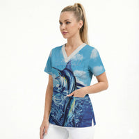 Hawaii Blue Marlin Fishing Scrub Top LT05 - Polynesian Pride