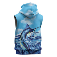 Hawaii Blue Marlin Fishing Sleeveless Zip Hoodie