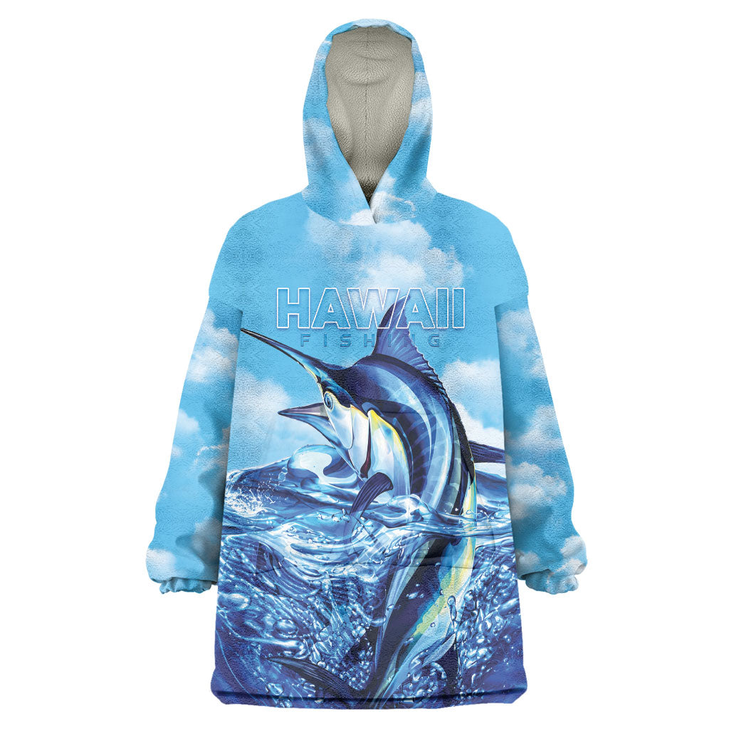 Hawaii Blue Marlin Fishing Wearable Blanket Hoodie