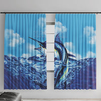 Hawaii Blue Marlin Fishing Window Curtain LT05 With Hooks Blue - Polynesian Pride