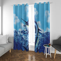 Hawaii Blue Marlin Fishing Window Curtain LT05 With Grommets Blue - Polynesian Pride
