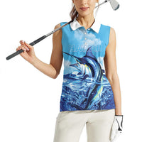 Hawaii Blue Marlin Fishing Women Sleeveless Polo Shirt