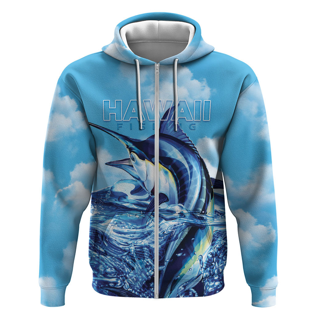 Hawaii Blue Marlin Fishing Zip Hoodie LT05 Zip Hoodie Blue - Polynesian Pride