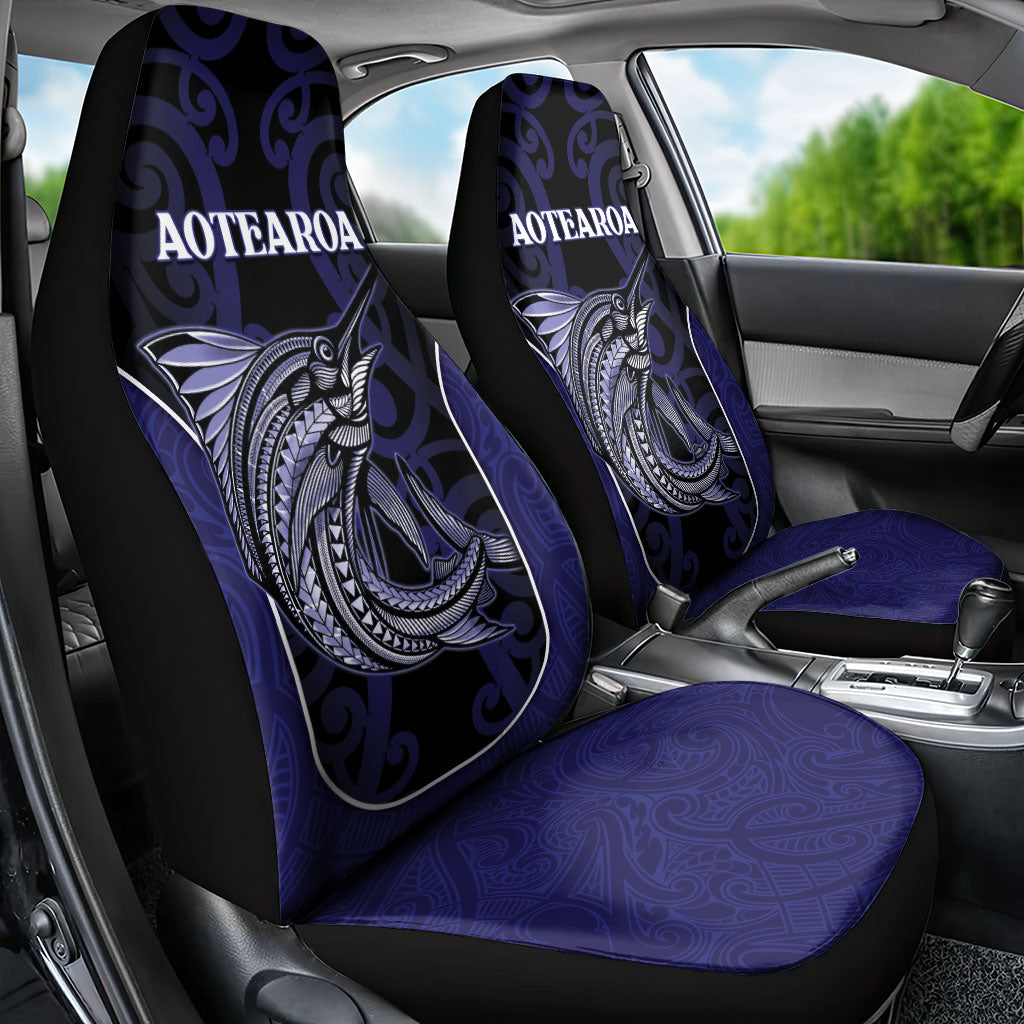 New Zealand Aotearoa Car Seat Cover Blue Marlin Fishing Maori Pattern
