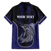 Personalised New Zealand Aotearoa Family Matching Puletasi and Hawaiian Shirt Blue Marlin Fishing Maori Pattern LT05 - Polynesian Pride