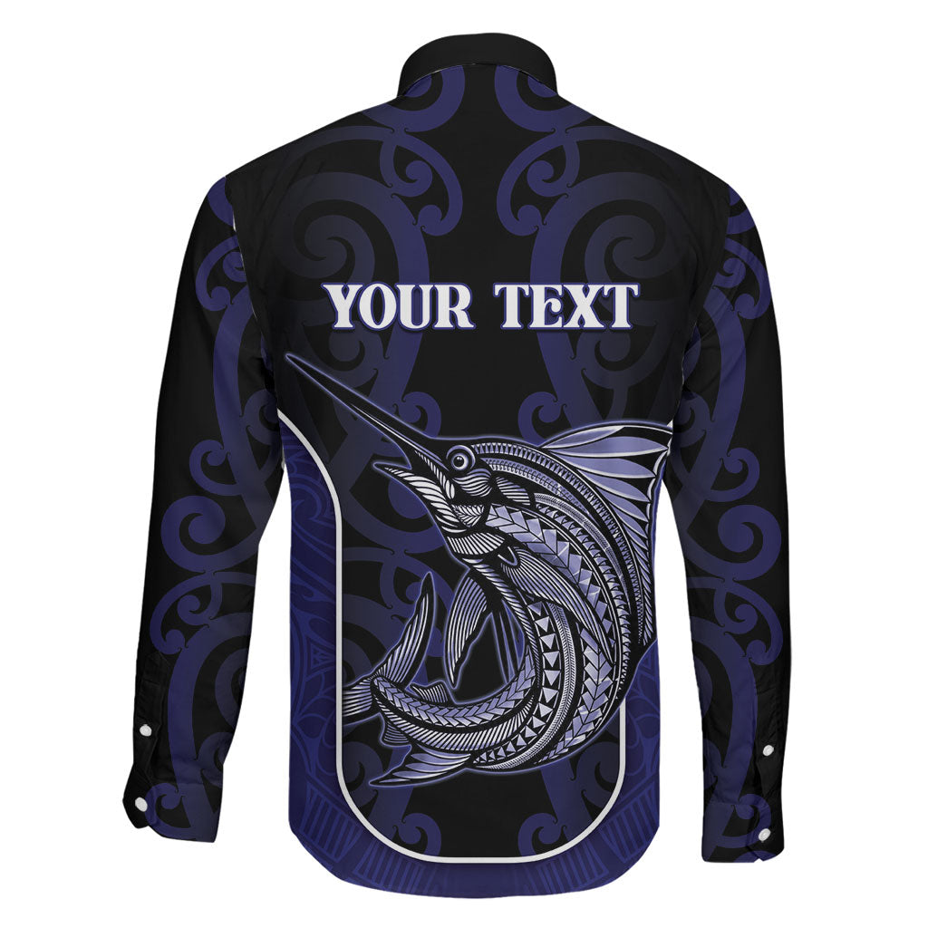 Personalised New Zealand Aotearoa Family Matching Tank Maxi Dress and Hawaiian Shirt Blue Marlin Fishing Maori Pattern LT05 - Polynesian Pride