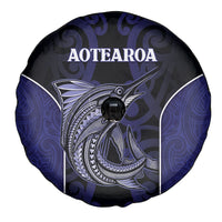 New Zealand Aotearoa Spare Tire Cover Blue Marlin Fishing Maori Pattern