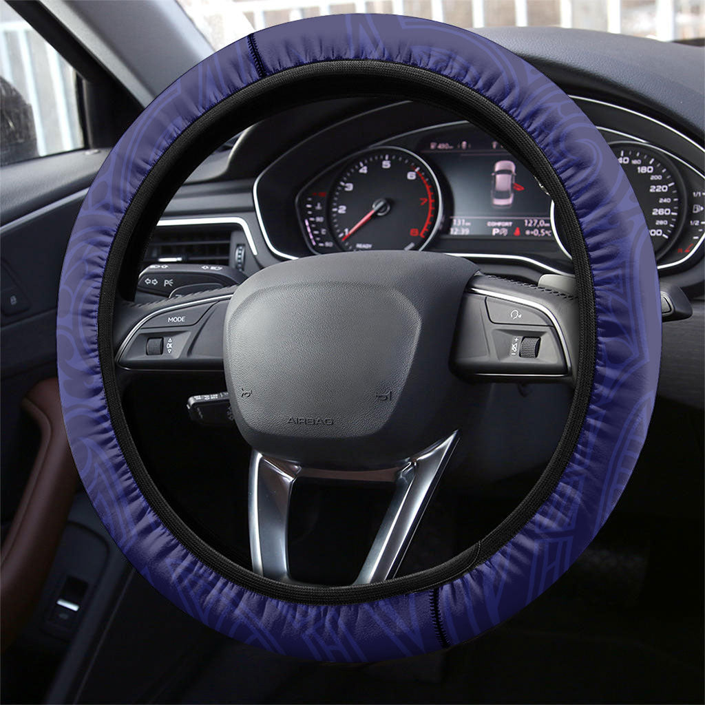 New Zealand Aotearoa Steering Wheel Cover Blue Marlin Fishing Maori Pattern