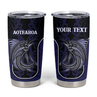 Personalised New Zealand Aotearoa Tumbler Cup Blue Marlin Fishing Maori Pattern