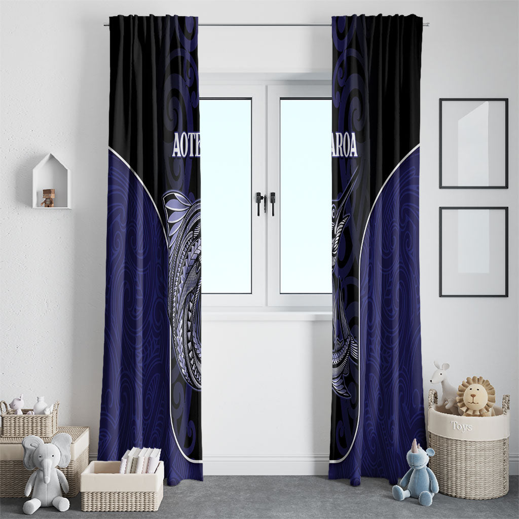 New Zealand Aotearoa Window Curtain Blue Marlin Fishing Maori Pattern