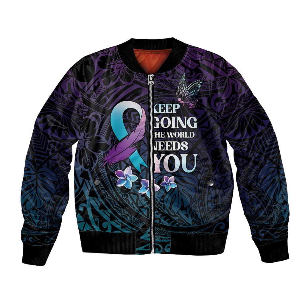 Polynesia Suicide Prevention Awareness Bomber Jacket Keep Going The World Needs You