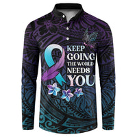 Polynesia Suicide Prevention Awareness Button Sweatshirt Keep Going The World Needs You
