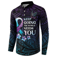 Polynesia Suicide Prevention Awareness Button Sweatshirt Keep Going The World Needs You