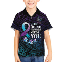 Polynesia Suicide Prevention Awareness Family Matching Tank Maxi Dress and Hawaiian Shirt Keep Going The World Needs You