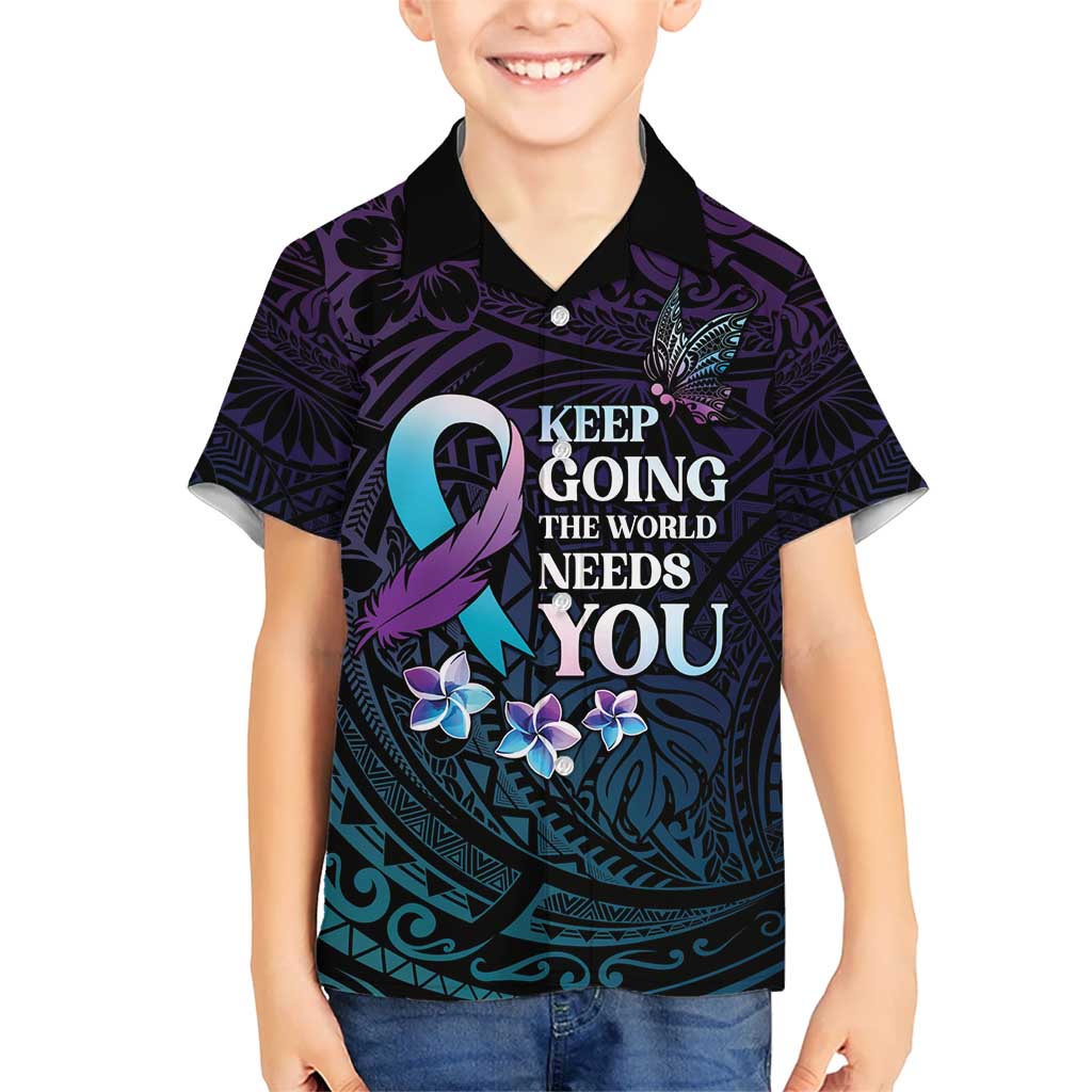 Polynesia Suicide Prevention Awareness Kid Hawaiian Shirt Keep Going The World Needs You