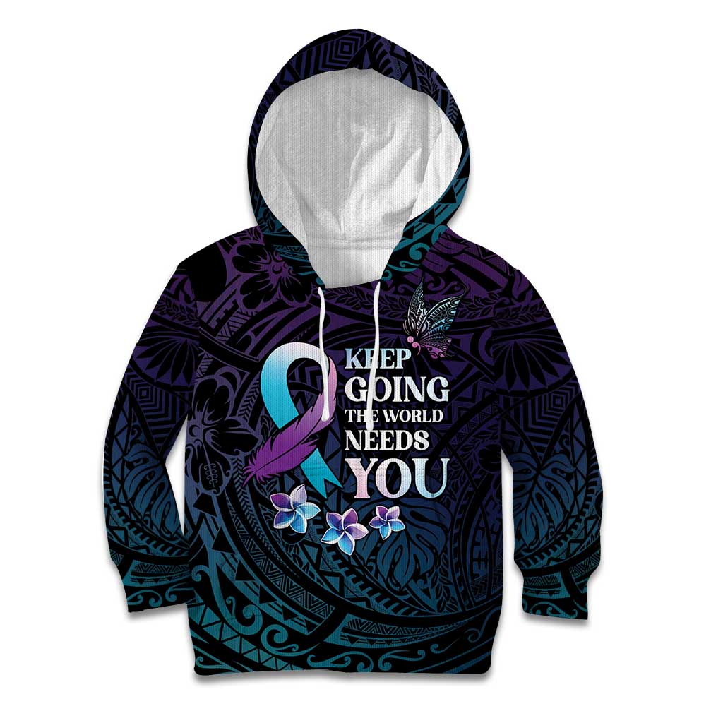 Polynesia Suicide Prevention Awareness Kid Hoodie Keep Going The World Needs You
