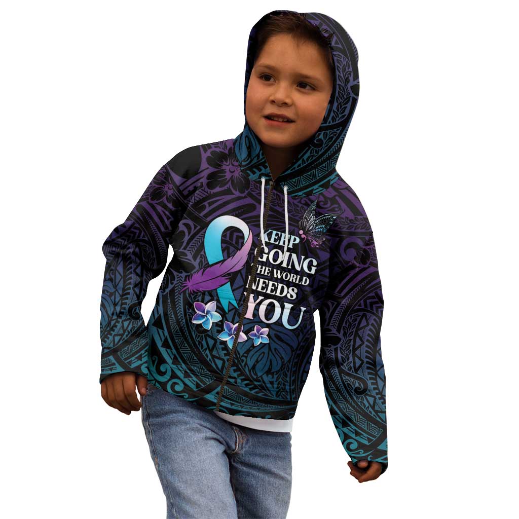 Polynesia Suicide Prevention Awareness Kid Hoodie Keep Going The World Needs You