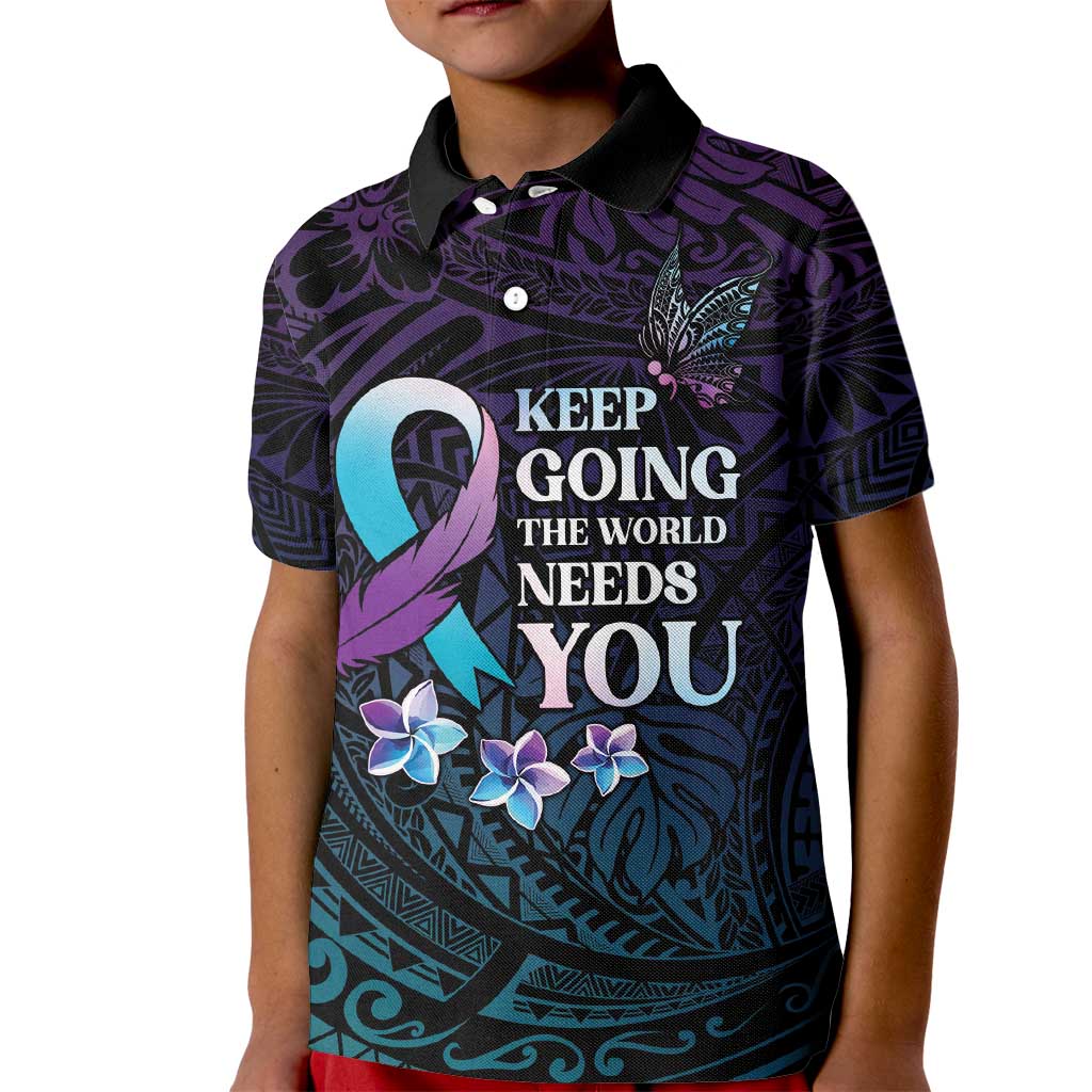 Polynesia Suicide Prevention Awareness Kid Polo Shirt Keep Going The World Needs You
