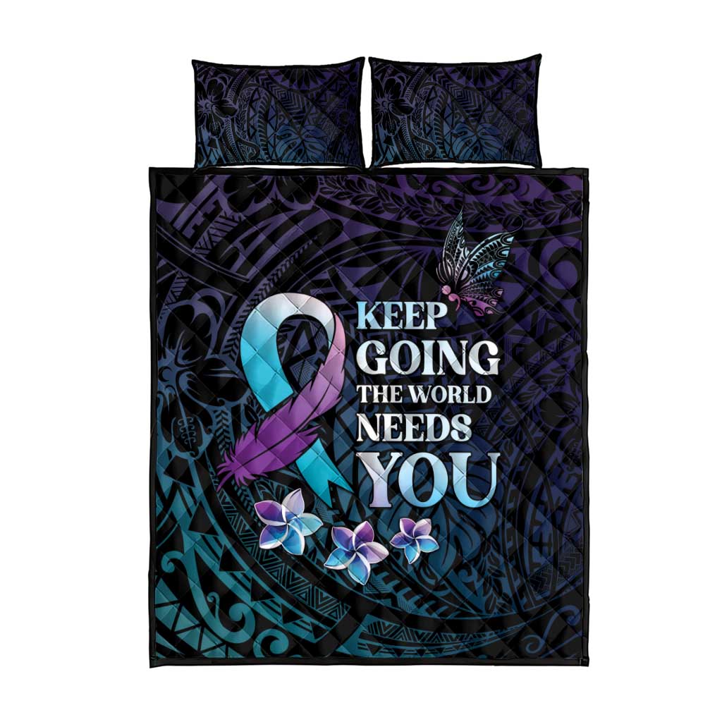 Polynesia Suicide Prevention Awareness Quilt Bed Set Keep Going The World Needs You
