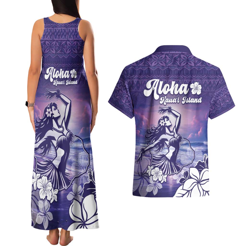Aloha Hawaii Kauai Island Couples Matching Tank Maxi Dress and Hawaiian Shirt Hula Till You Drop