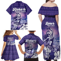 Aloha Hawaii Kauai Island Family Matching Off Shoulder Maxi Dress and Hawaiian Shirt Hula Till You Drop