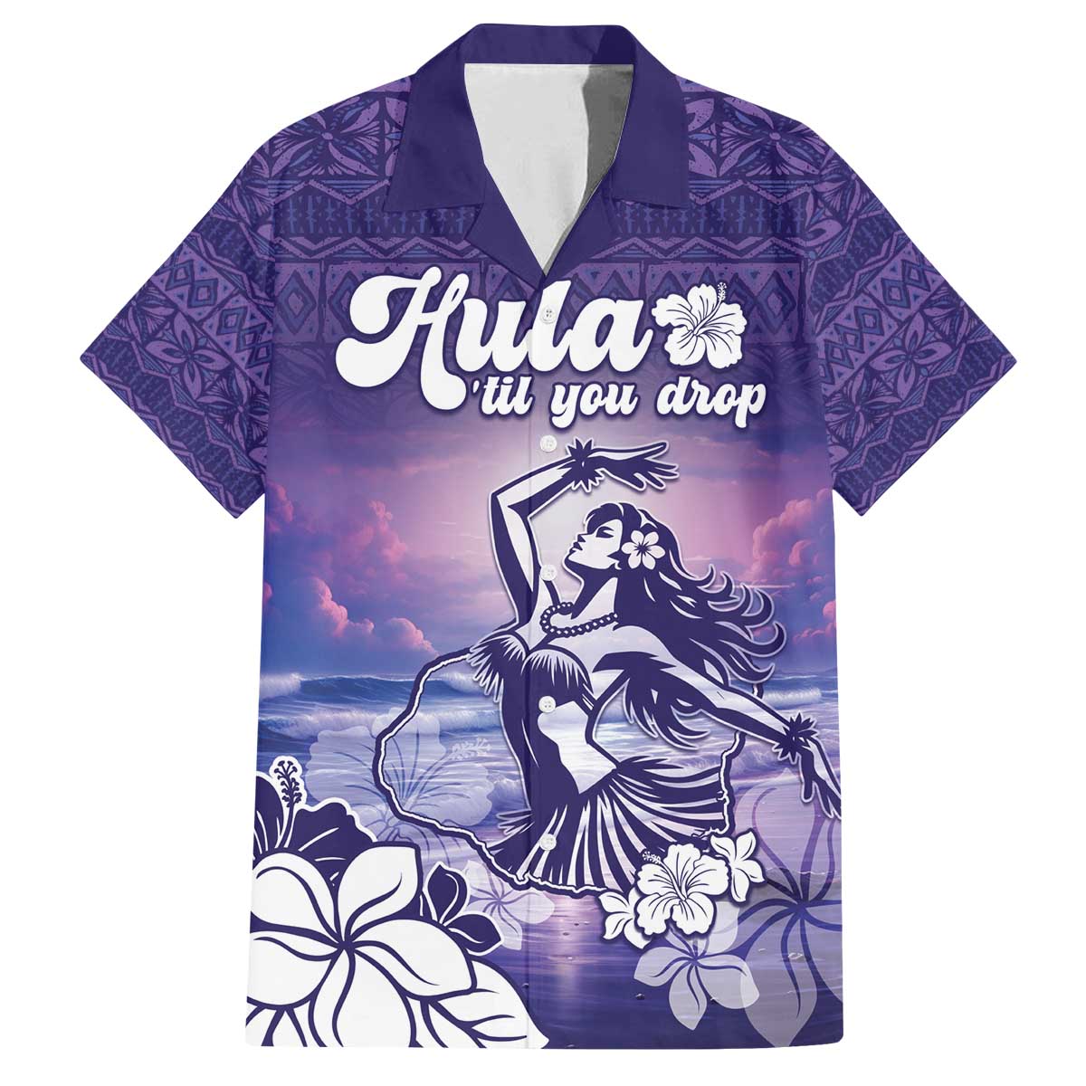 Aloha Hawaii Kauai Island Family Matching Puletasi and Hawaiian Shirt Hula Till You Drop