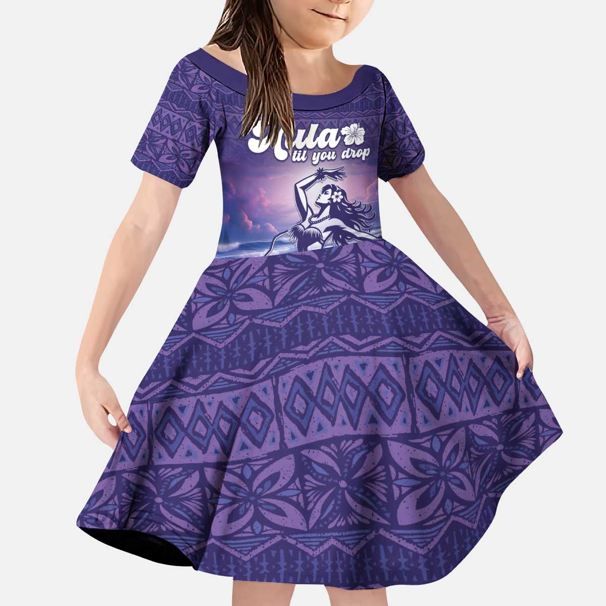 Aloha Hawaii Kauai Island Kid Short Sleeve Dress Hula Till You Drop