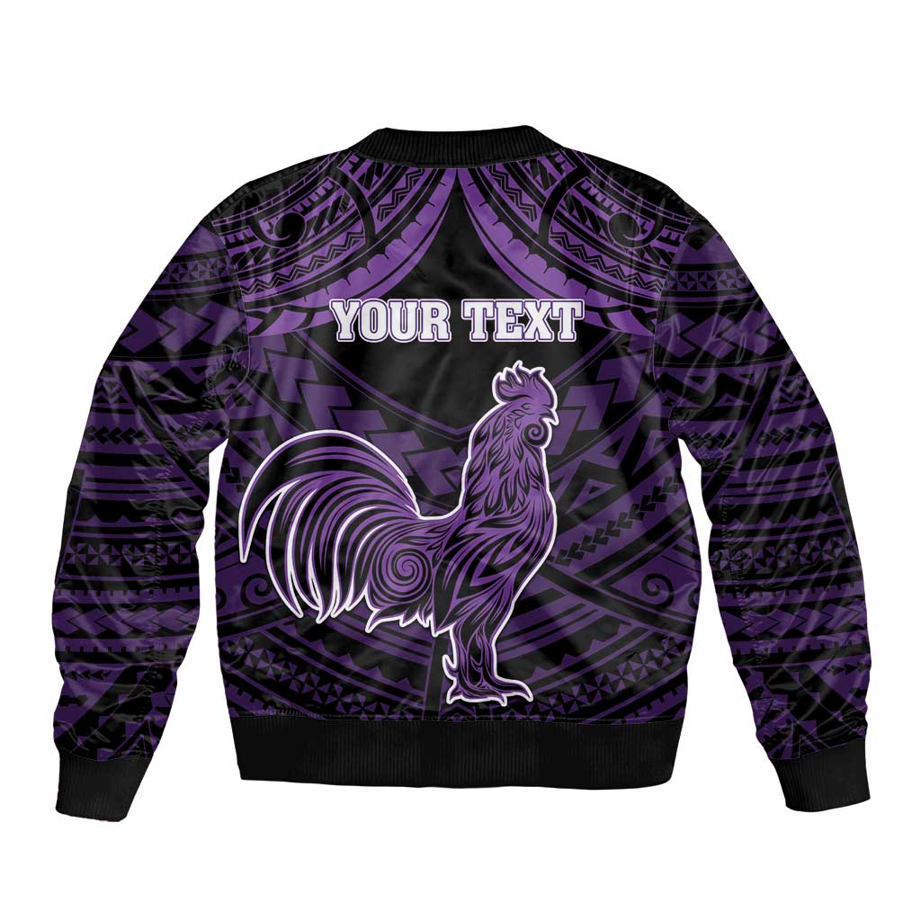 Personalised Hawaii Kauai Island Bomber Jacket Rooster Tribal Tattoo Simple Style