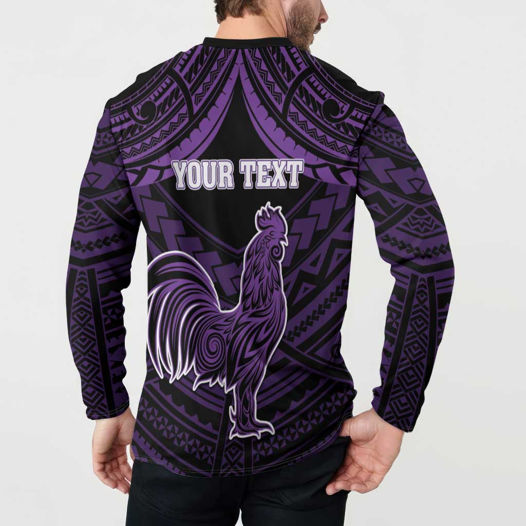 Personalised Hawaii Kauai Island Button Sweatshirt Rooster Tribal Tattoo Simple Style