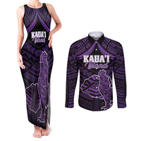 Personalised Hawaii Kauai Island Couples Matching Tank Maxi Dress and Long Sleeve Button Shirt Rooster Tribal Tattoo Simple Style