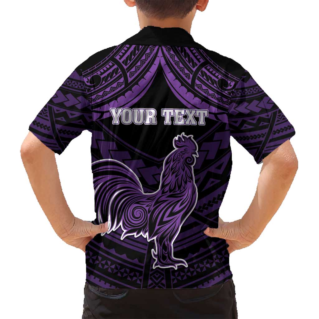 Personalised Hawaii Kauai Island Family Matching Long Sleeve Bodycon Dress and Hawaiian Shirt Rooster Tribal Tattoo Simple Style LT05 - Polynesian Pride
