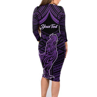 Personalised Hawaii Kauai Island Family Matching Long Sleeve Bodycon Dress and Hawaiian Shirt Rooster Tribal Tattoo Simple Style LT05 - Polynesian Pride