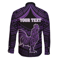 Personalised Hawaii Kauai Island Family Matching Off Shoulder Short Dress and Hawaiian Shirt Rooster Tribal Tattoo Simple Style