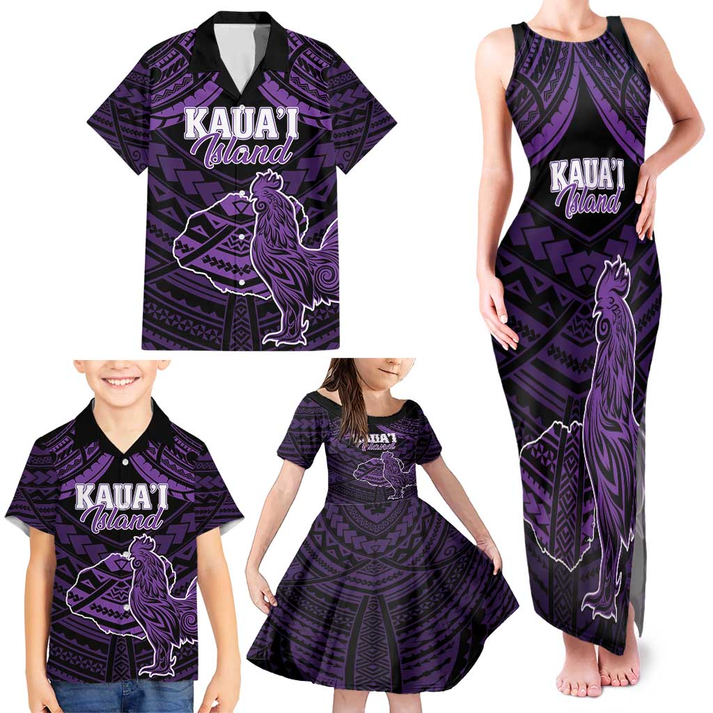Personalised Hawaii Kauai Island Family Matching Tank Maxi Dress and Hawaiian Shirt Rooster Tribal Tattoo Simple Style