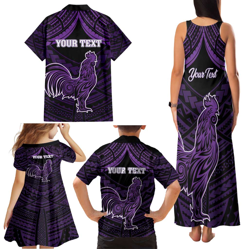 Personalised Hawaii Kauai Island Family Matching Tank Maxi Dress and Hawaiian Shirt Rooster Tribal Tattoo Simple Style