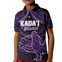 Personalised Hawaii Kauai Island Kid Polo Shirt Rooster Tribal Tattoo Simple Style