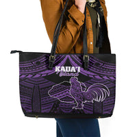 Hawaii Kauai Island Leather Tote Bag Rooster Tribal Tattoo Simple Style LT05 - Polynesian Pride