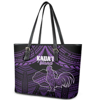 Hawaii Kauai Island Leather Tote Bag Rooster Tribal Tattoo Simple Style LT05 - Polynesian Pride