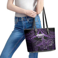 Hawaii Kauai Island Leather Tote Bag Rooster Tribal Tattoo Simple Style LT05 - Polynesian Pride