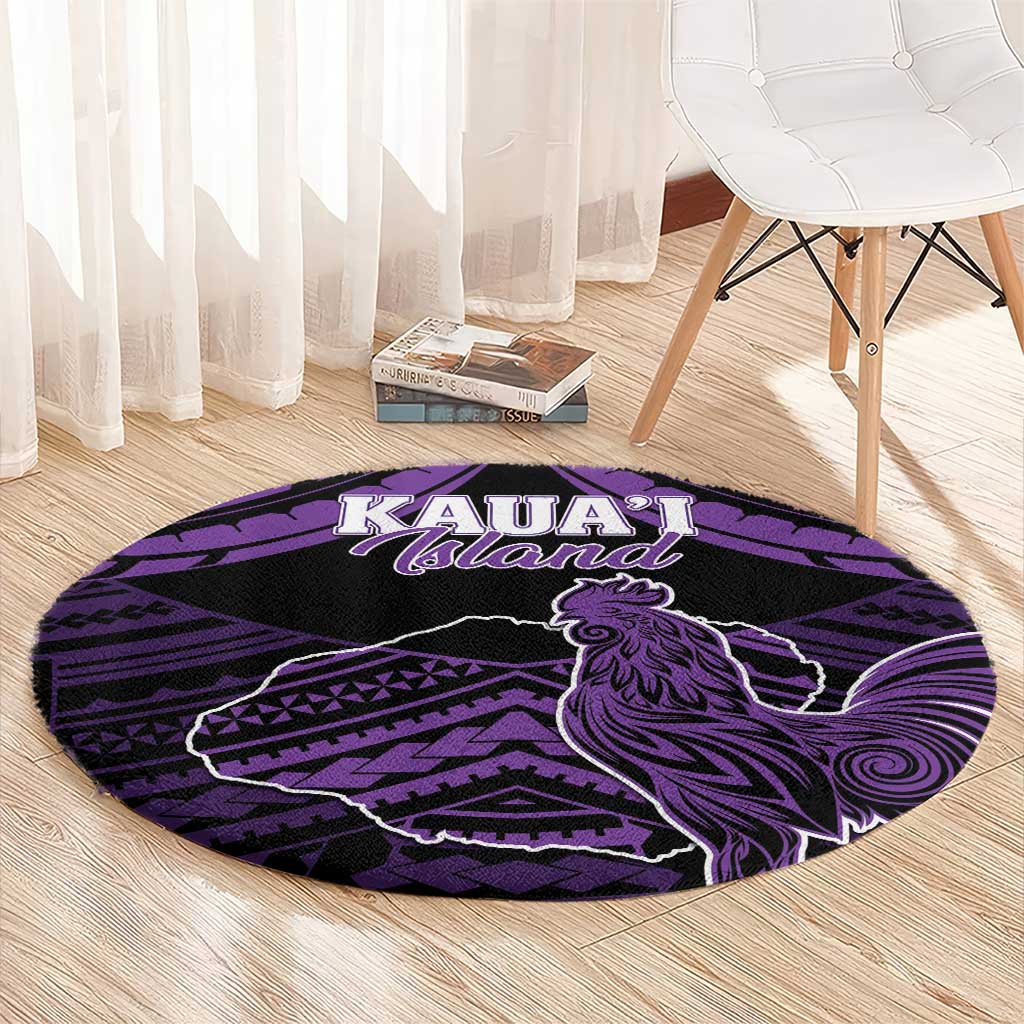 Hawaii Kauai Island Round Carpet Rooster Tribal Tattoo Simple Style