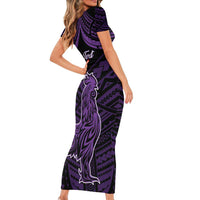 Personalised Hawaii Kauai Island Short Sleeve Bodycon Dress Rooster Tribal Tattoo Simple Style