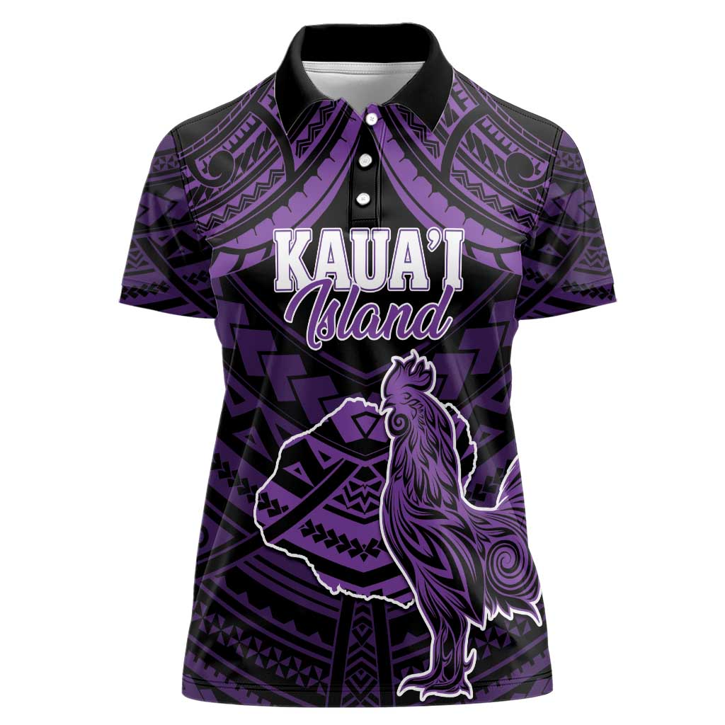 Personalised Hawaii Kauai Island Women Polo Shirt Rooster Tribal Tattoo Simple Style