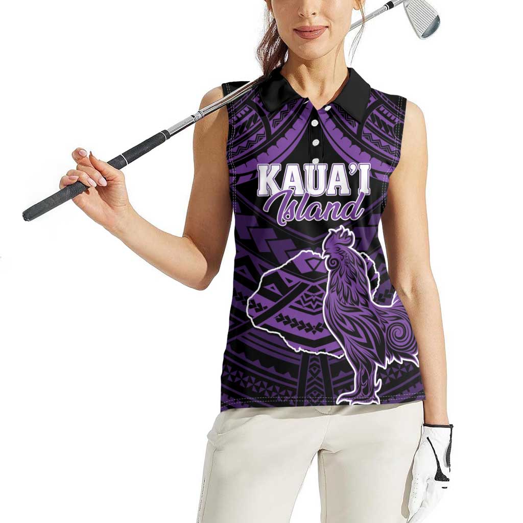 Personalised Hawaii Kauai Island Women Sleeveless Polo Shirt Rooster Tribal Tattoo Simple Style LT05 - Polynesian Pride