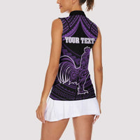 Personalised Hawaii Kauai Island Women Sleeveless Polo Shirt Rooster Tribal Tattoo Simple Style LT05 - Polynesian Pride