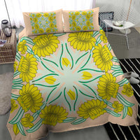 Cook Islands Tivaevae Quilt Bedding Set Peach - Polynesian Pride