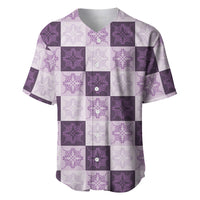 Lavender Manta Ray Hawaiian Quilt Motif Baseball Jersey